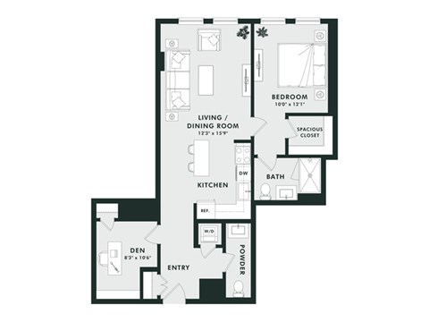 A black and white image of a floor plan for a house.
